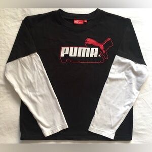 Puma Black and White Logo Long Sleeve Tee